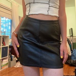 Black leather mini skirt